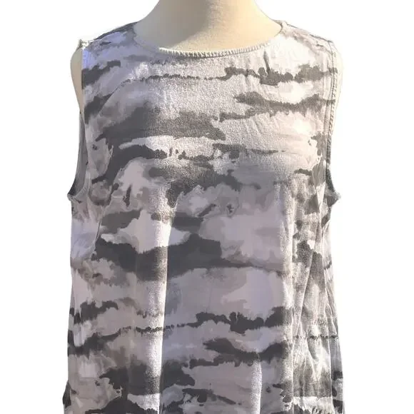 Cuddle Duds Tye Dye Dress Woman’s Sz XL Black Gray White Comfy - Picture 2 of 11